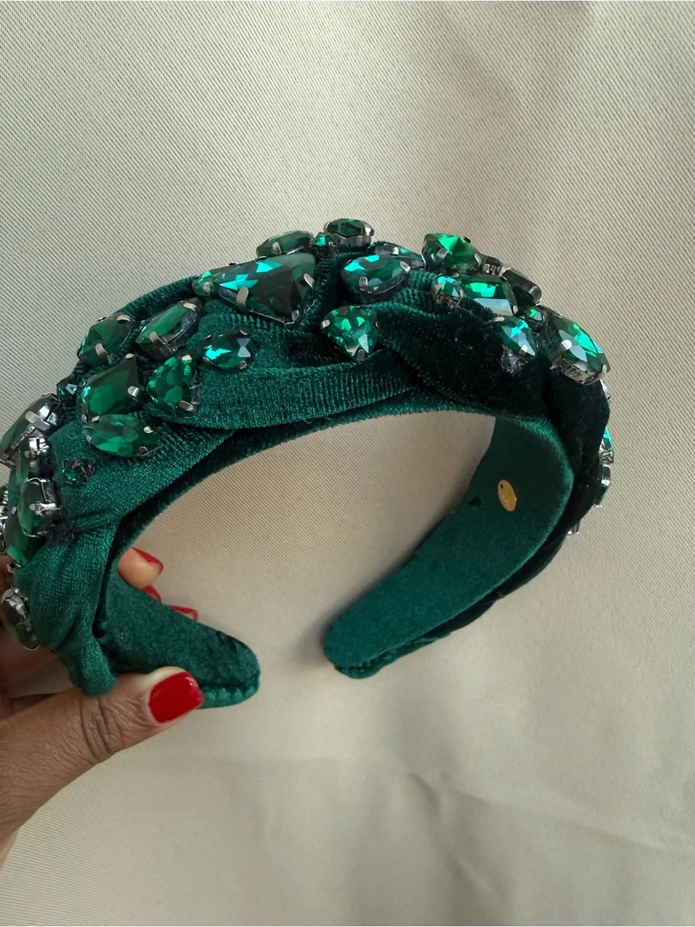 Emerald Velvet handmae Jeweled Headband - Women Accessories